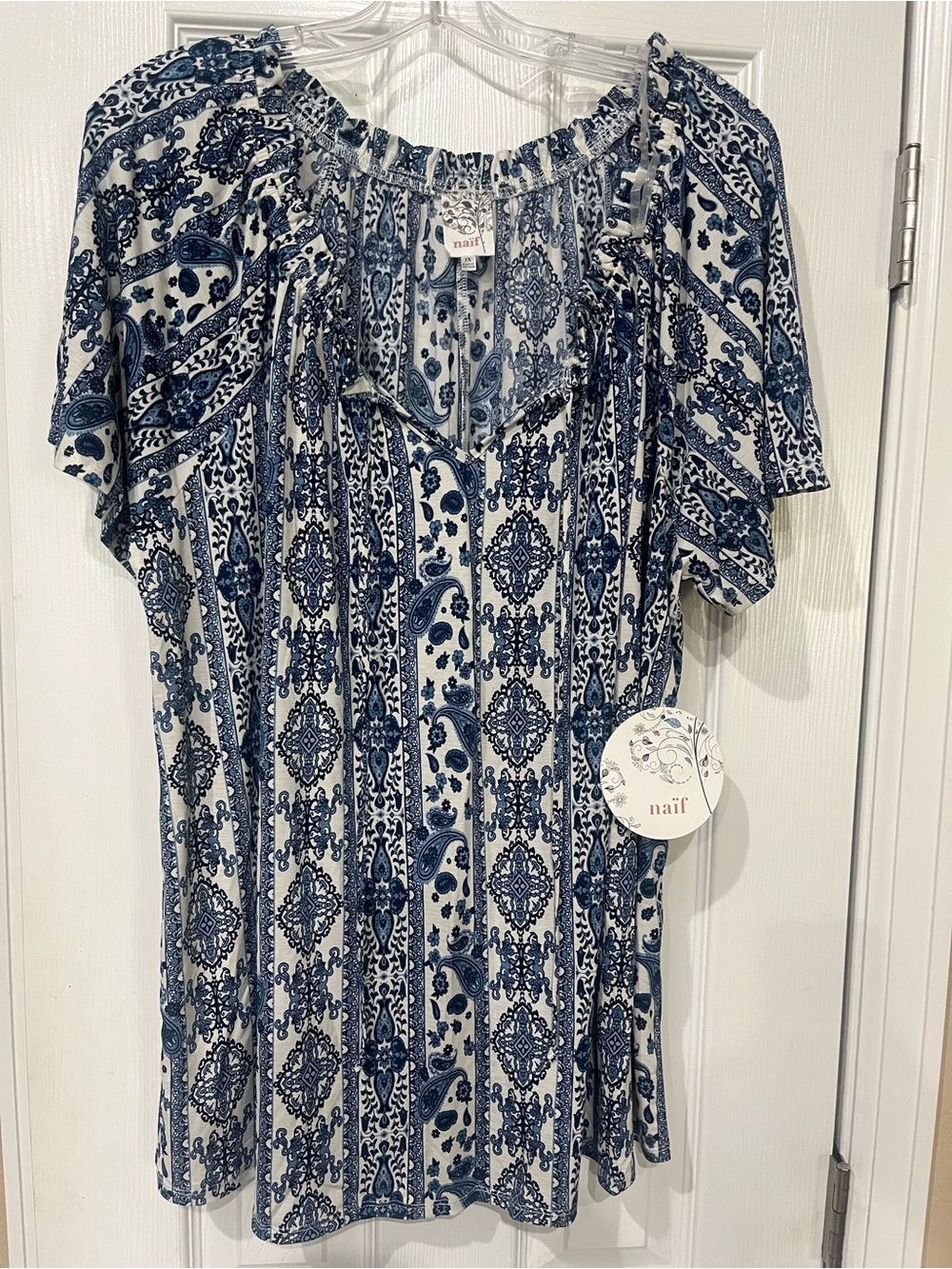 Naïf Blue Paisley-Stripe Short Sleeve Tunic